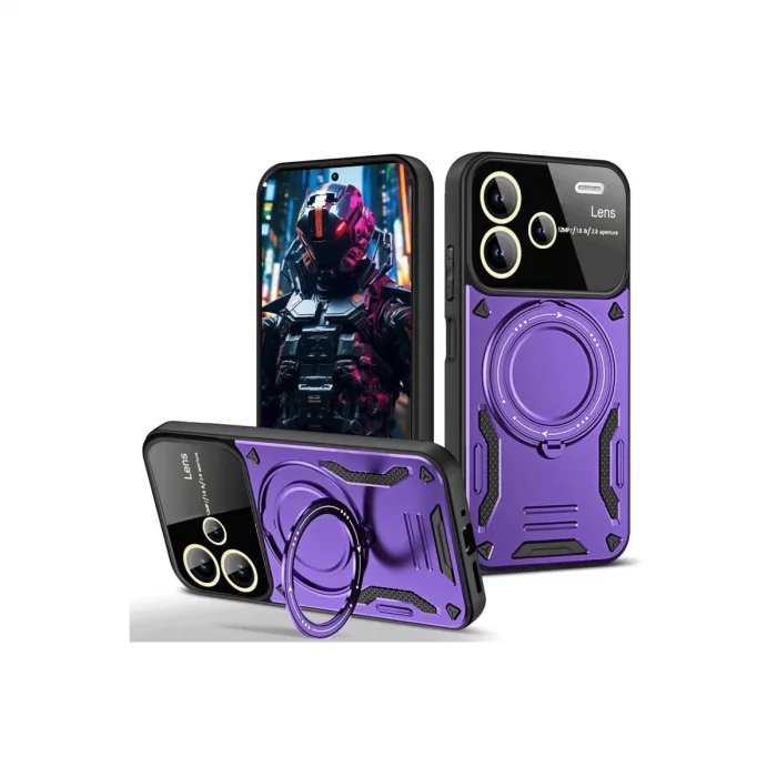 BUĞZ Xiaomi Redmi Note 13 Pro Plus Joy Lens Standlı Kapak - Mor