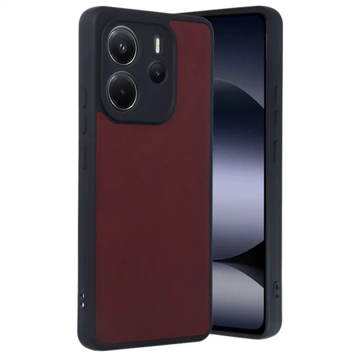 BUĞZ Xiaomi Redmi Note 14 4g Kılıf Aras Deri Kapak - Bordo
