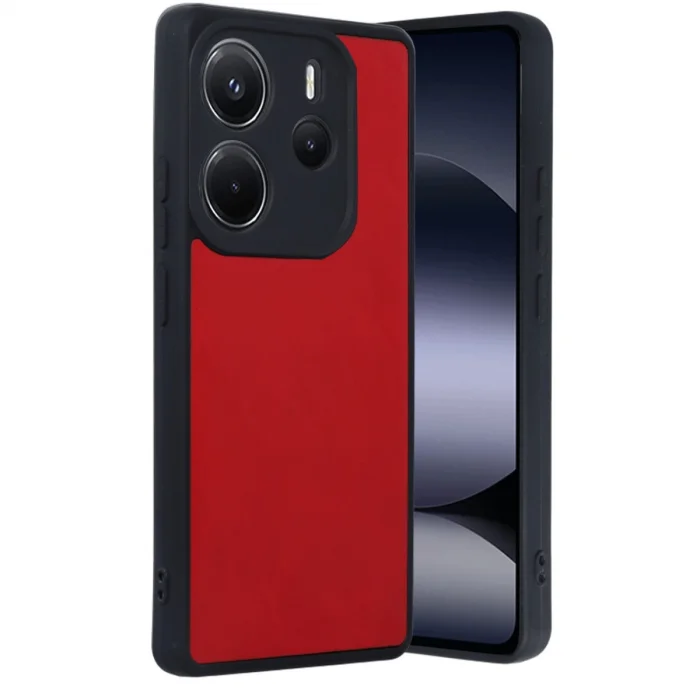 BUĞZ Xiaomi Redmi Note 14 4g Kılıf Aras Deri Kapak - Kırmızı