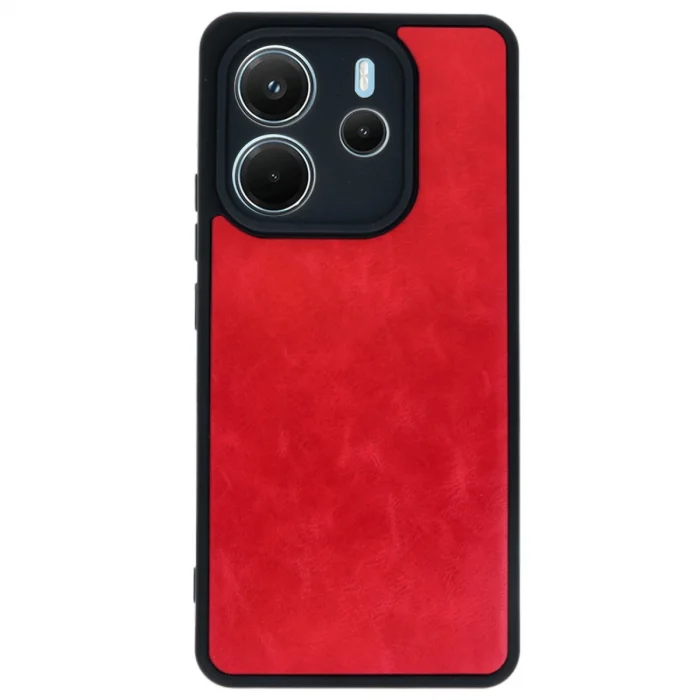 BUĞZ Xiaomi Redmi Note 14 4g Kılıf Aras Deri Kapak - Kırmızı