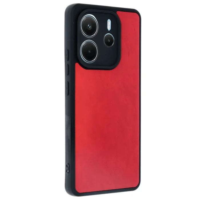 BUĞZ Xiaomi Redmi Note 14 4g Kılıf Aras Deri Kapak - Kırmızı