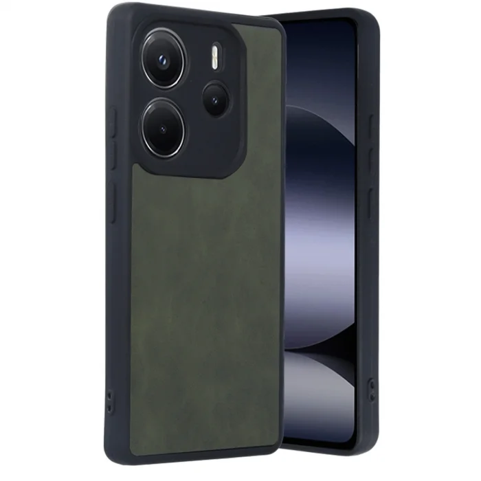 BUĞZ Xiaomi Redmi Note 14 4g Kılıf Aras Deri Kapak - Koyu Yeşil