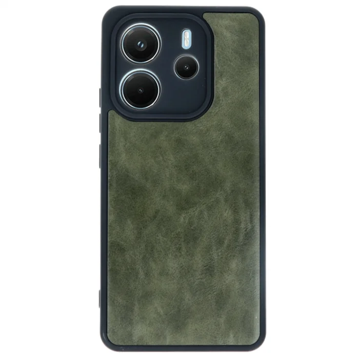 BUĞZ Xiaomi Redmi Note 14 4g Kılıf Aras Deri Kapak - Koyu Yeşil