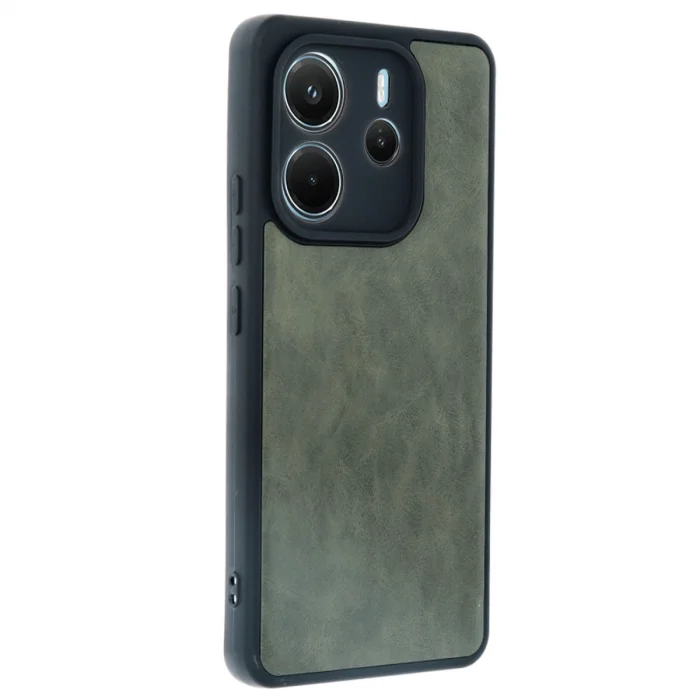 BUĞZ Xiaomi Redmi Note 14 4g Kılıf Aras Deri Kapak - Koyu Yeşil