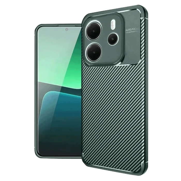 BUĞZ Xiaomi Redmi Note 14 4g Kılıf Auto Focus Karbon Kapak - Koyu Yeşil