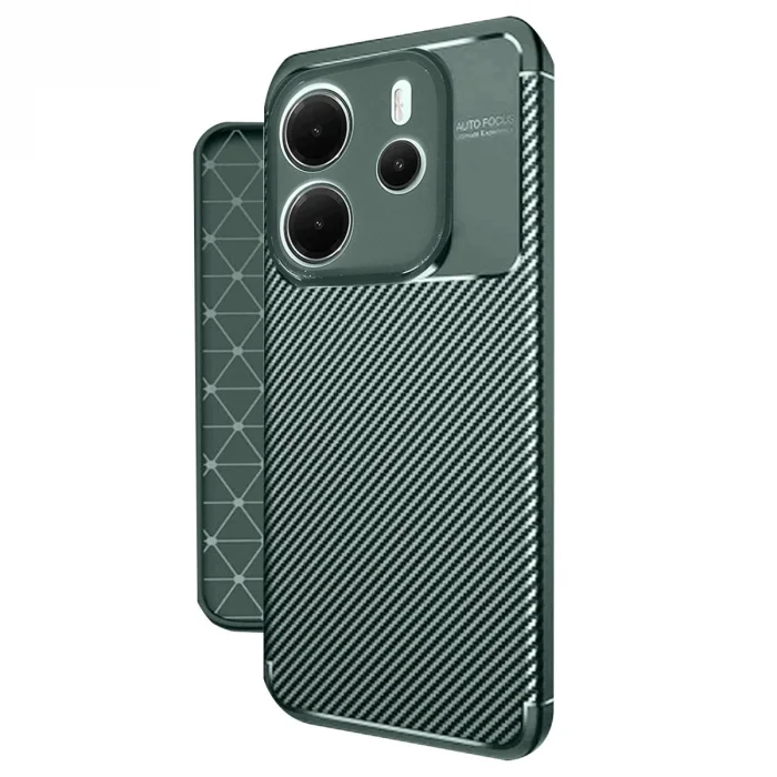 BUĞZ Xiaomi Redmi Note 14 4g Kılıf Auto Focus Karbon Kapak - Koyu Yeşil