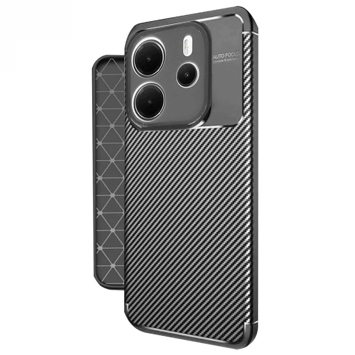 BUĞZ Xiaomi Redmi Note 14 4g Kılıf Auto Focus Karbon Kapak - Siyah