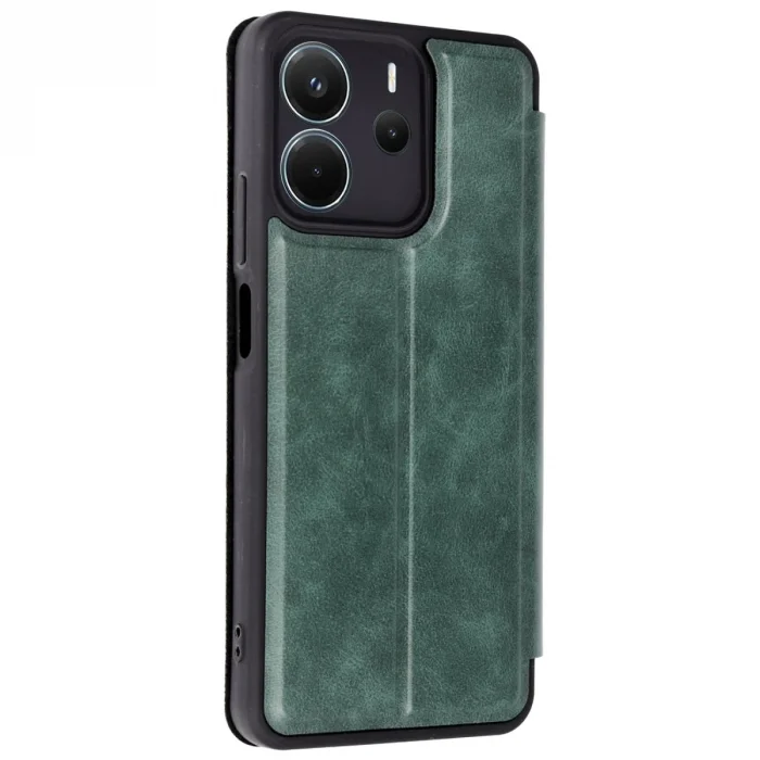 BUĞZ Xiaomi Redmi Note 14 4g Kılıf Flip Cover - Koyu Yeşil