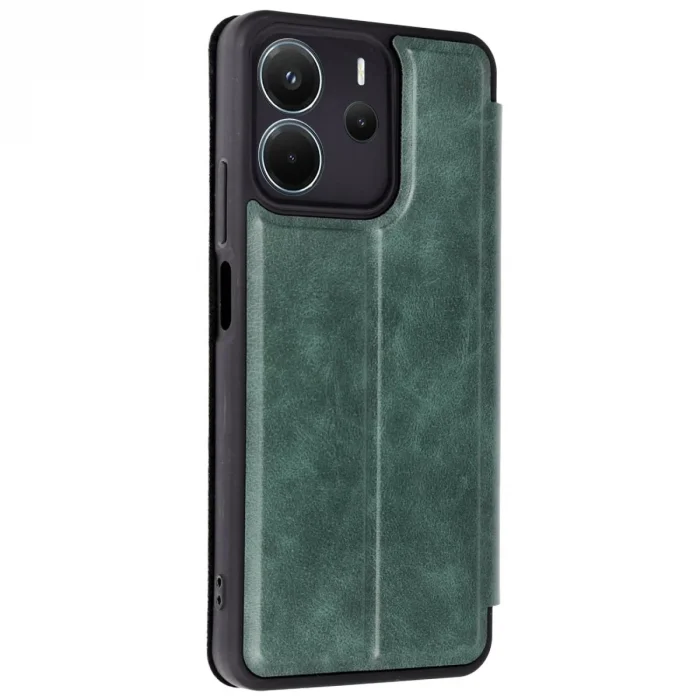 BUĞZ Xiaomi Redmi Note 14 4g Kılıf Flip Cover - Koyu Yeşil