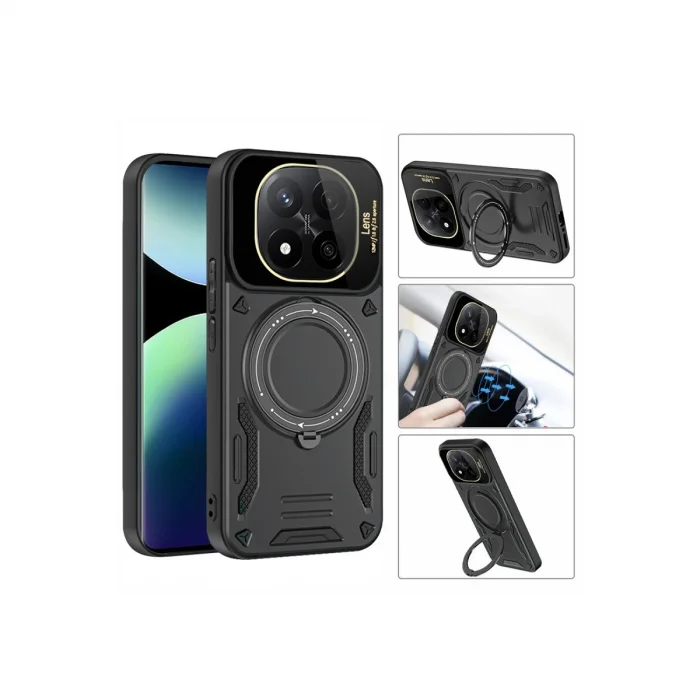 BUĞZ Xiaomi Redmi Note 14 Pro 4g Kılıf Joy Lens Standlı Kapak - Mor
