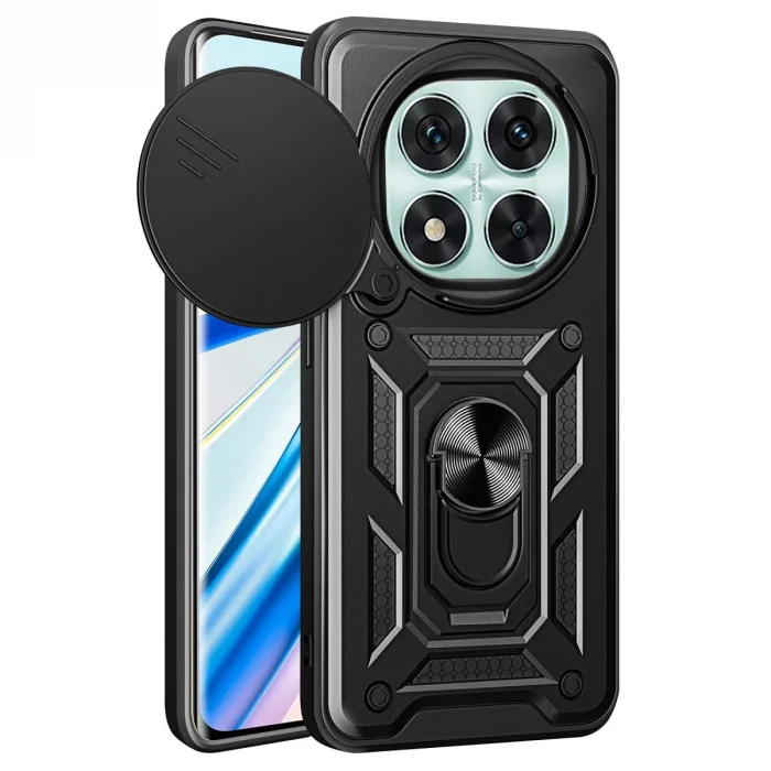 BUĞZ Xiaomi Redmi Note 14 Pro 4g Kılıf Pars Lens Yüzüklü Silikon - Siyah