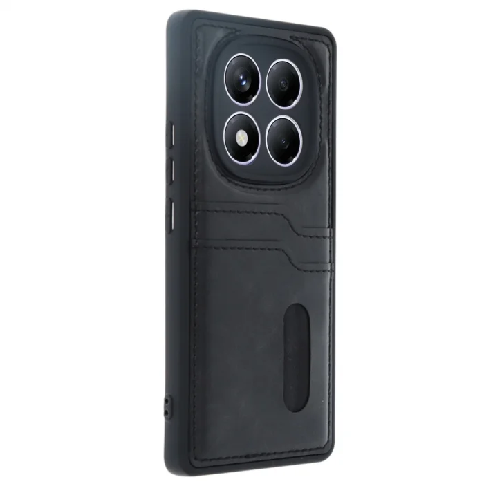 BUĞZ Xiaomi Redmi Note 14 Pro 4g Kılıf Sara Kartvizitli Deri Kılıf - Siyah