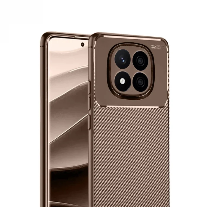BUĞZ Xiaomi Redmi Note 14 Pro 5g Kılıf Auto Focus Karbon Kapak - Kahverengi