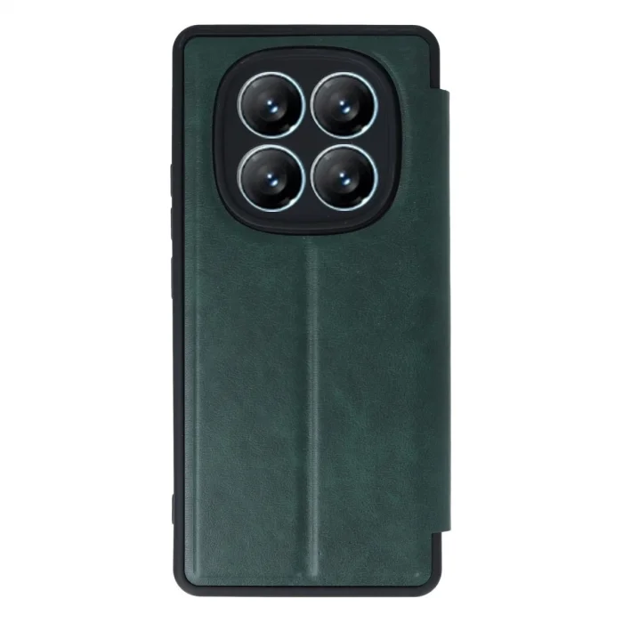 BUĞZ Xiaomi Redmi Note 14 Pro 5g Kılıf Flip Cover - Koyu Yeşil