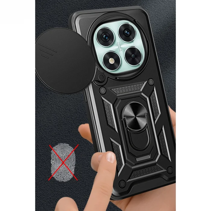 BUĞZ Xiaomi Redmi Note 14 Pro 5g Kılıf Pars Lens Yüzüklü Silikon - Siyah