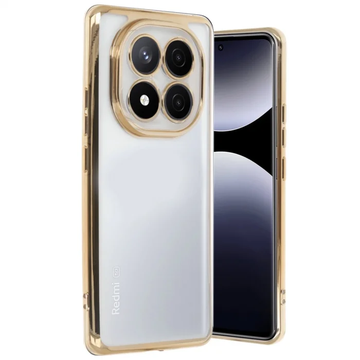 BUĞZ Xiaomi Redmi Note 14 Pro 5g Kılıf Razer Lensli Silikon - Gold