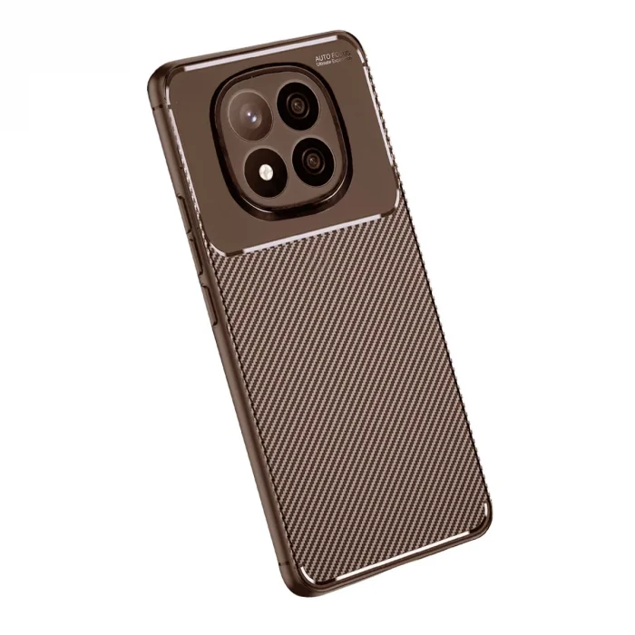 BUĞZ Xiaomi Redmi Note 14 Pro Plus Kılıf Auto Focus Karbon Kapak - Kahverengi