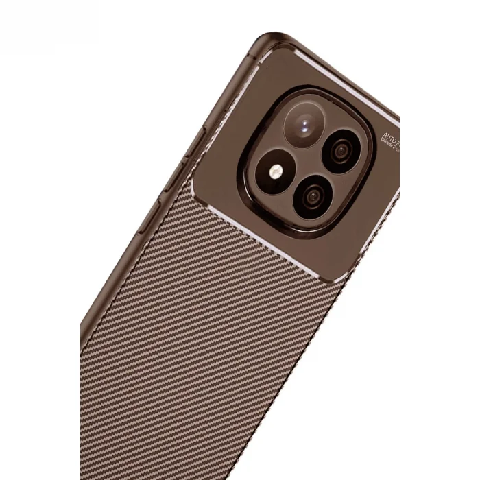 BUĞZ Xiaomi Redmi Note 14 Pro Plus Kılıf Auto Focus Karbon Kapak - Kahverengi