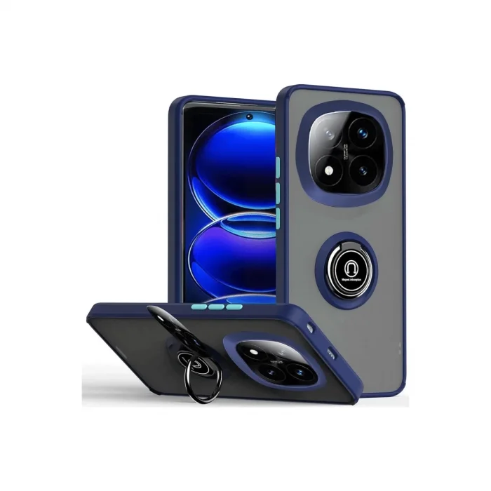 BUĞZ Xiaomi Redmi Note 14 Pro Plus Kılıf Montreal Yüzüklü Silikon Kapak - Lacivert
