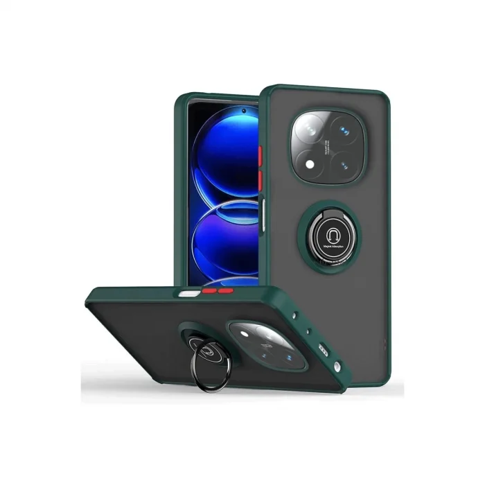 BUĞZ Xiaomi Redmi Note 14 Pro Plus Kılıf Montreal Yüzüklü Silikon Kapak - Yeşil