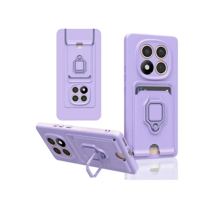BUĞZ Xiaomi Redmi Note 14 Pro Plus Kılıf Zuma Kartvizitli Yüzüklü Silikon - Lila