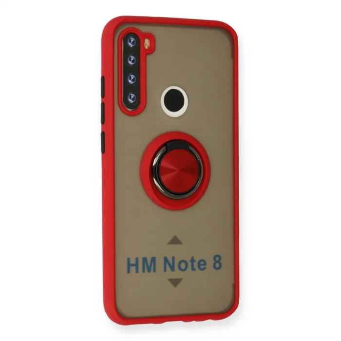 BUĞZ Xiaomi Redmi Note 8 Kılıf Montreal Yüzüklü Silikon Kapak - Kırmızı