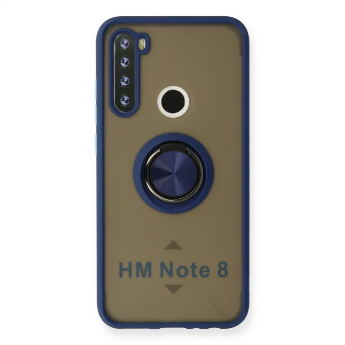BUĞZ Xiaomi Redmi Note 8 Kılıf Montreal Yüzüklü Silikon Kapak - Lacivert