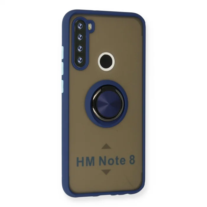 BUĞZ Xiaomi Redmi Note 8 Kılıf Montreal Yüzüklü Silikon Kapak - Lacivert