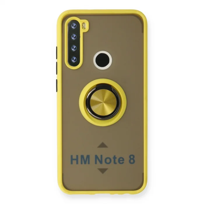 BUĞZ Xiaomi Redmi Note 8 Kılıf Montreal Yüzüklü Silikon Kapak - Sarı