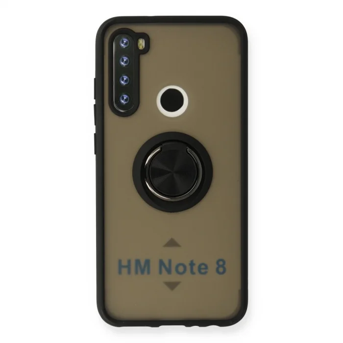BUĞZ Xiaomi Redmi Note 8 Kılıf Montreal Yüzüklü Silikon Kapak - Siyah