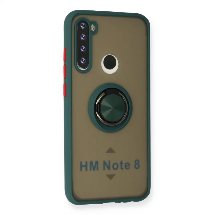 BUĞZ Xiaomi Redmi Note 8 Kılıf Montreal Yüzüklü Silikon Kapak - Yeşil