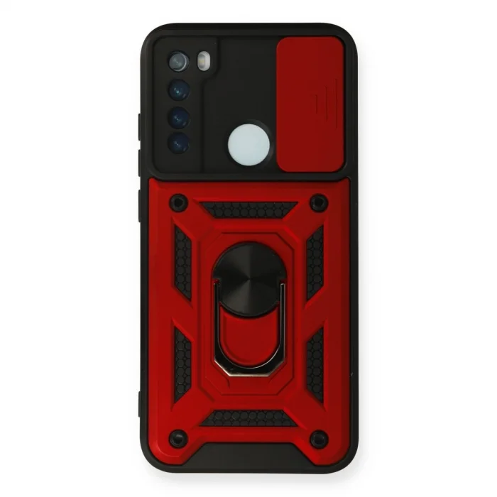 BUĞZ Xiaomi Redmi Note 8 Kılıf Pars Lens Yüzüklü Silikon - Kırmızı