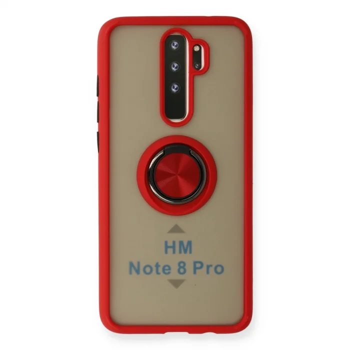 BUĞZ Xiaomi Redmi Note 8 Pro Kılıf Montreal Yüzüklü Silikon Kapak - Kırmızı