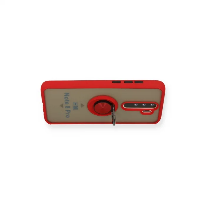 BUĞZ Xiaomi Redmi Note 8 Pro Kılıf Montreal Yüzüklü Silikon Kapak - Kırmızı