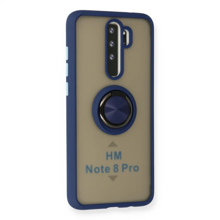 BUĞZ Xiaomi Redmi Note 8 Pro Kılıf Montreal Yüzüklü Silikon Kapak - Lacivert