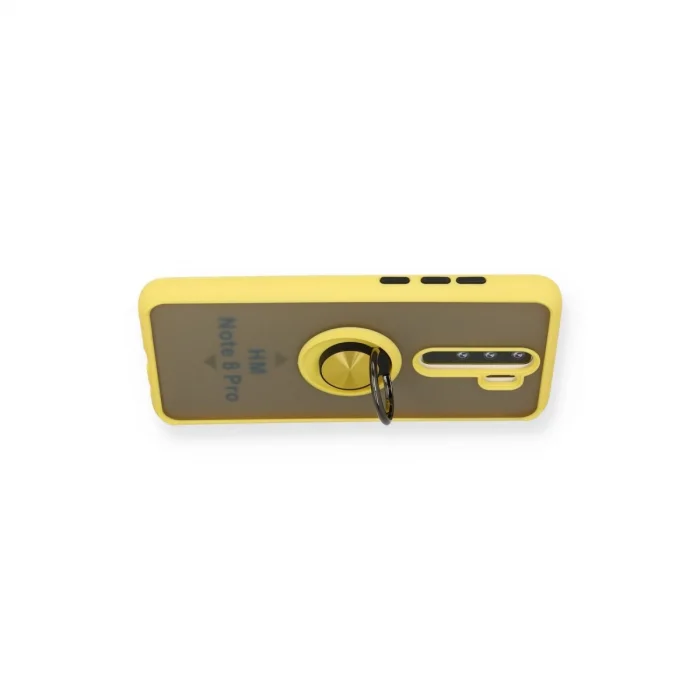 BUĞZ Xiaomi Redmi Note 8 Pro Kılıf Montreal Yüzüklü Silikon Kapak - Sarı