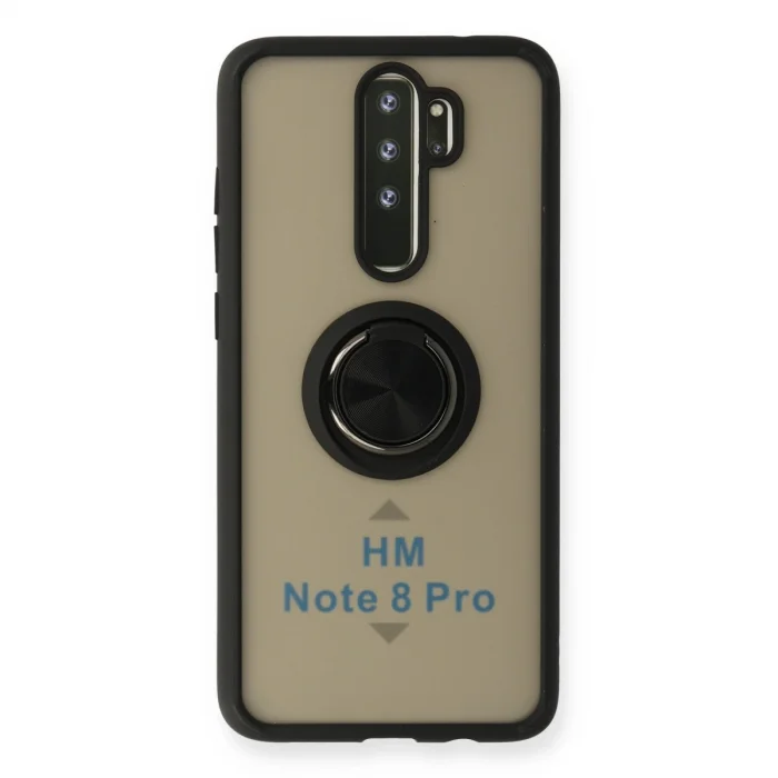 BUĞZ Xiaomi Redmi Note 8 Pro Kılıf Montreal Yüzüklü Silikon Kapak - Siyah