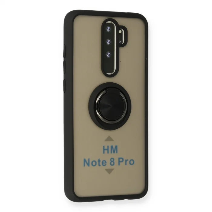 BUĞZ Xiaomi Redmi Note 8 Pro Kılıf Montreal Yüzüklü Silikon Kapak - Siyah