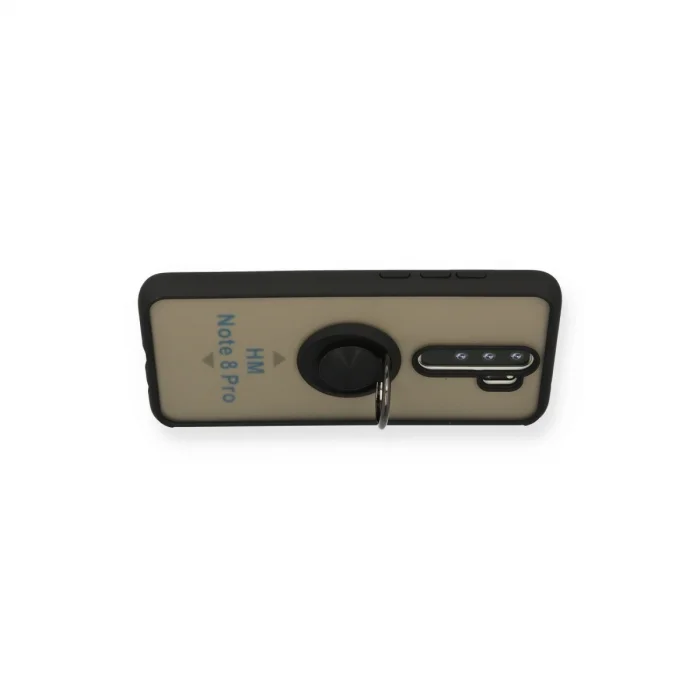 BUĞZ Xiaomi Redmi Note 8 Pro Kılıf Montreal Yüzüklü Silikon Kapak - Siyah