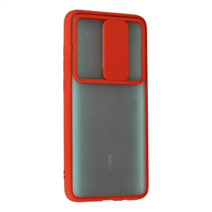 BUĞZ Xiaomi Redmi Note 8 Pro Kılıf Palm Buzlu Kamera Sürgülü Silikon - Kırmızı