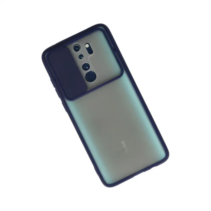 BUĞZ Xiaomi Redmi Note 8 Pro Kılıf Palm Buzlu Kamera Sürgülü Silikon - Lacivert