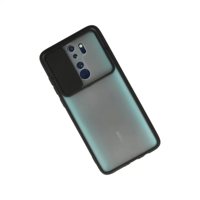 BUĞZ Xiaomi Redmi Note 8 Pro Kılıf Palm Buzlu Kamera Sürgülü Silikon - Siyah
