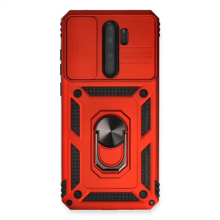 BUĞZ Xiaomi Redmi Note 8 Pro Kılıf Pars Lens Yüzüklü Silikon - Kırmızı