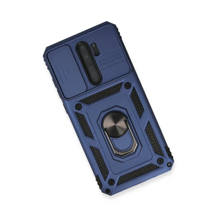 BUĞZ Xiaomi Redmi Note 8 Pro Kılıf Pars Lens Yüzüklü Silikon - Lacivert