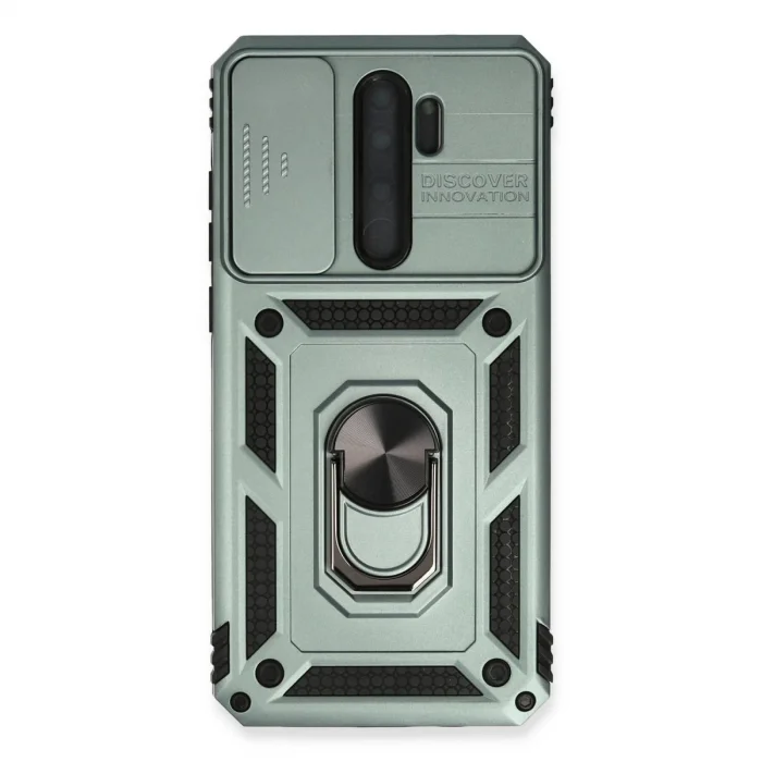 BUĞZ Xiaomi Redmi Note 8 Pro Kılıf Pars Lens Yüzüklü Silikon - Yeşil