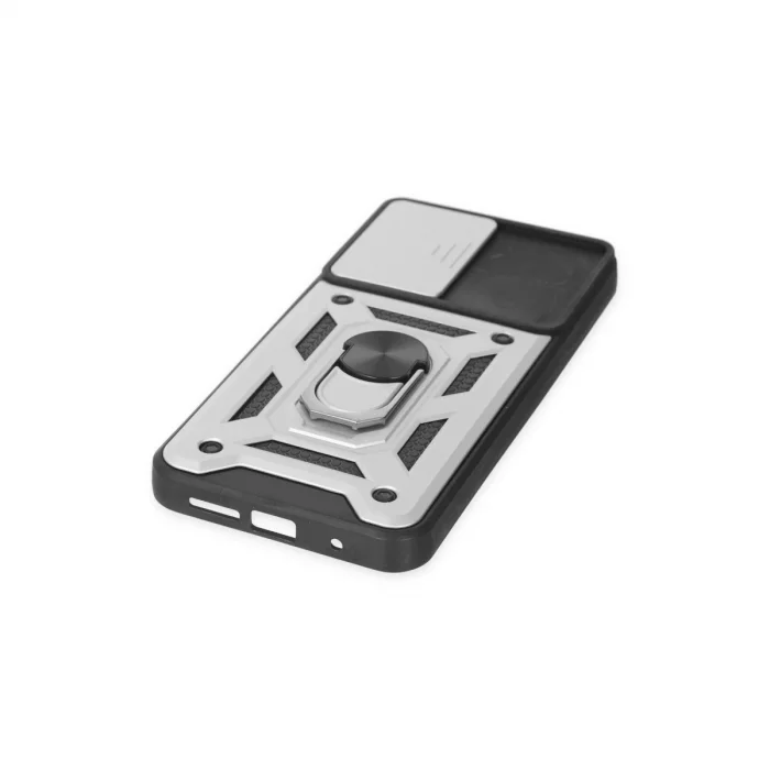 BUĞZ Xiaomi Redmi Note 9 4g Kılıf Pars Lens Yüzüklü Silikon - Gümüş