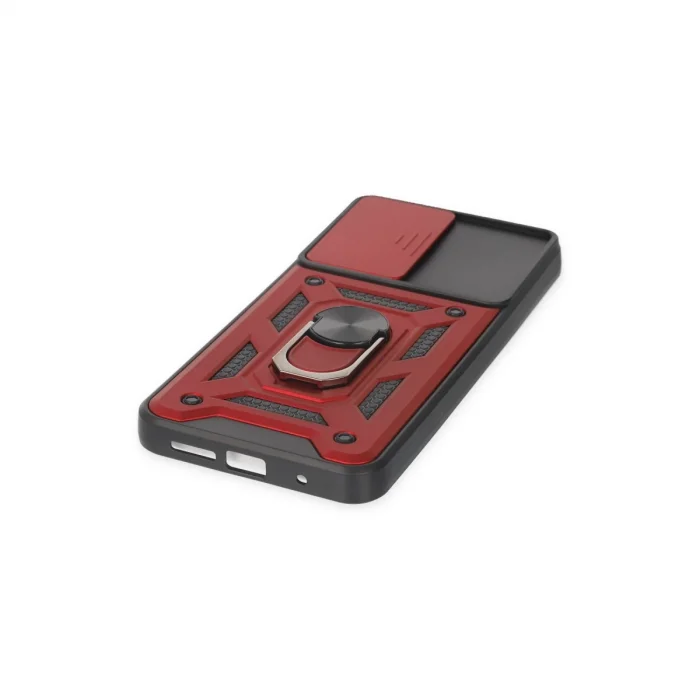 BUĞZ Xiaomi Redmi Note 9 4g Kılıf Pars Lens Yüzüklü Silikon - Kırmızı