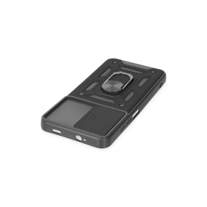 BUĞZ Xiaomi Redmi Note 9 4g Kılıf Pars Lens Yüzüklü Silikon - Siyah