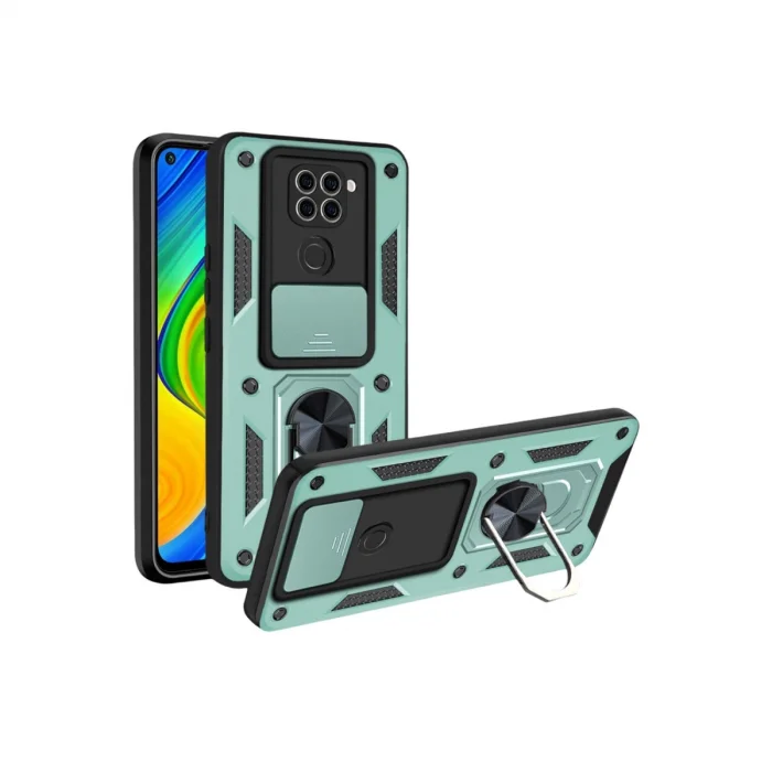 BUĞZ Xiaomi Redmi Note 9 4g Kılıf Pars Lens Yüzüklü Silikon - Yeşil