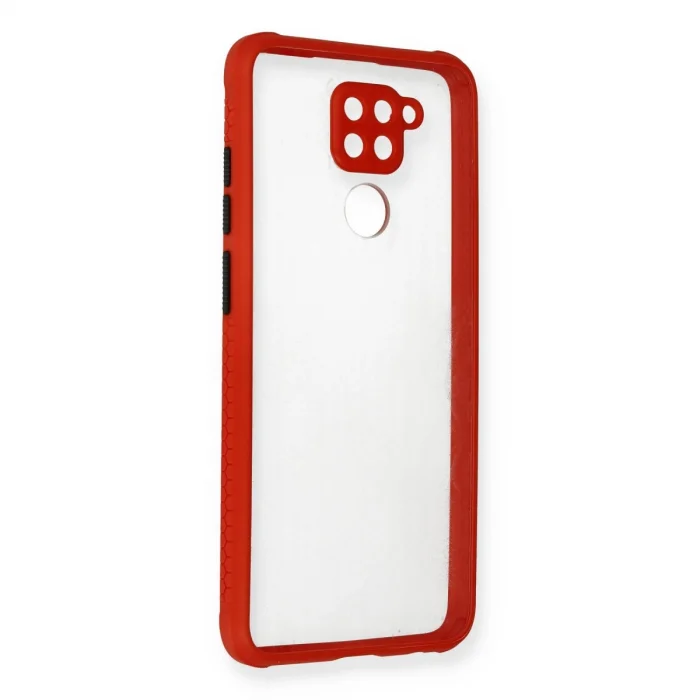BUĞZ Xiaomi Redmi Note 9 Kılıf Miami Şeffaf Silikon - Kırmızı